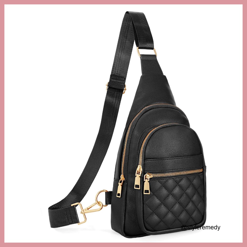 Faux Leather Sling Bag Crossbody Waist Pack Travel Daypack